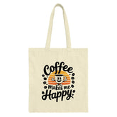 Coffee Makes Me Happy Tote Bag, Trendy Tote Bag, Coffee Lover Gift, Stylish Shopping Bag, Everyday Carry Bag, Unique Design Tote - Tawshia